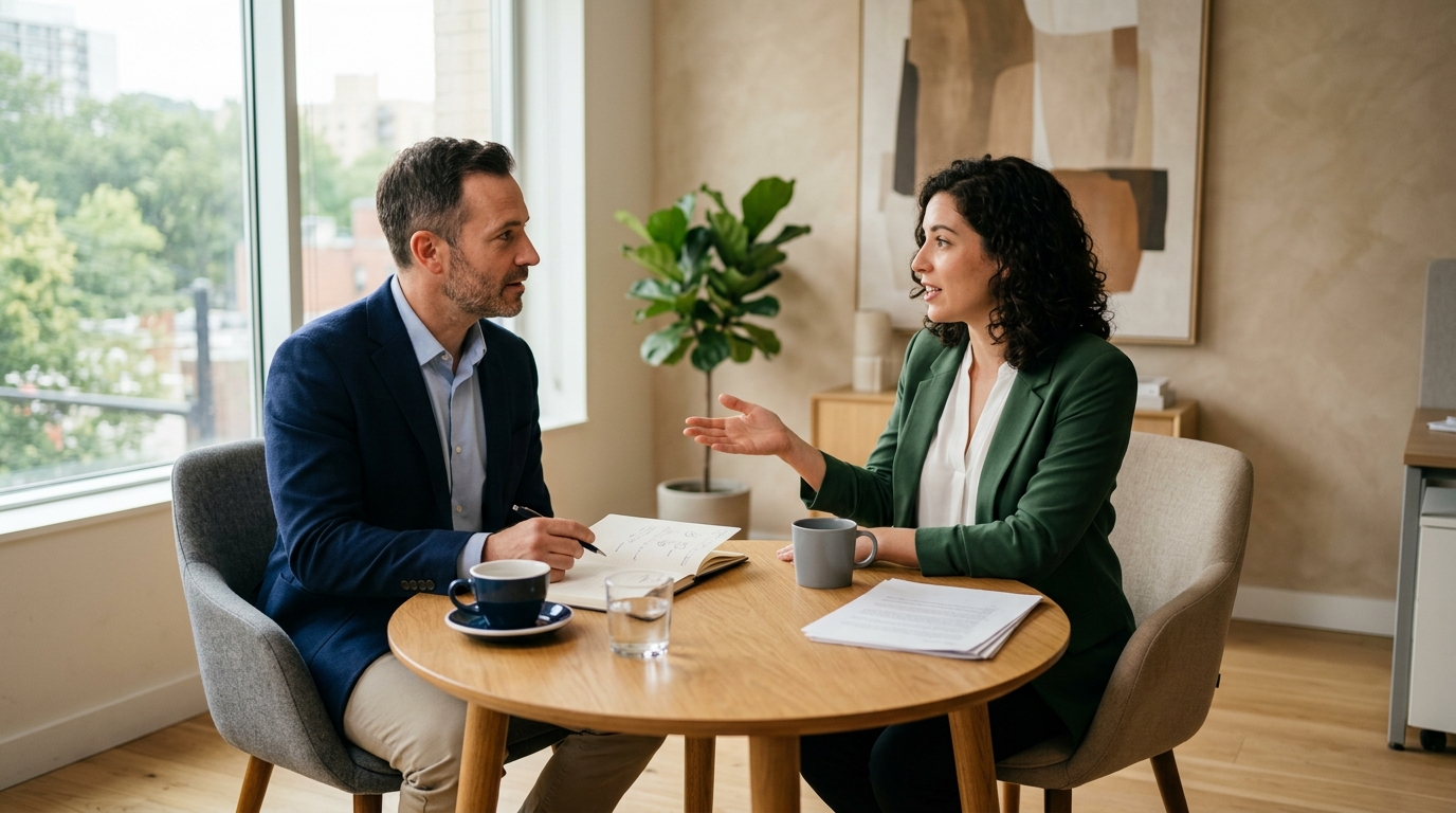 Equipo Aurea People en consulta con cliente